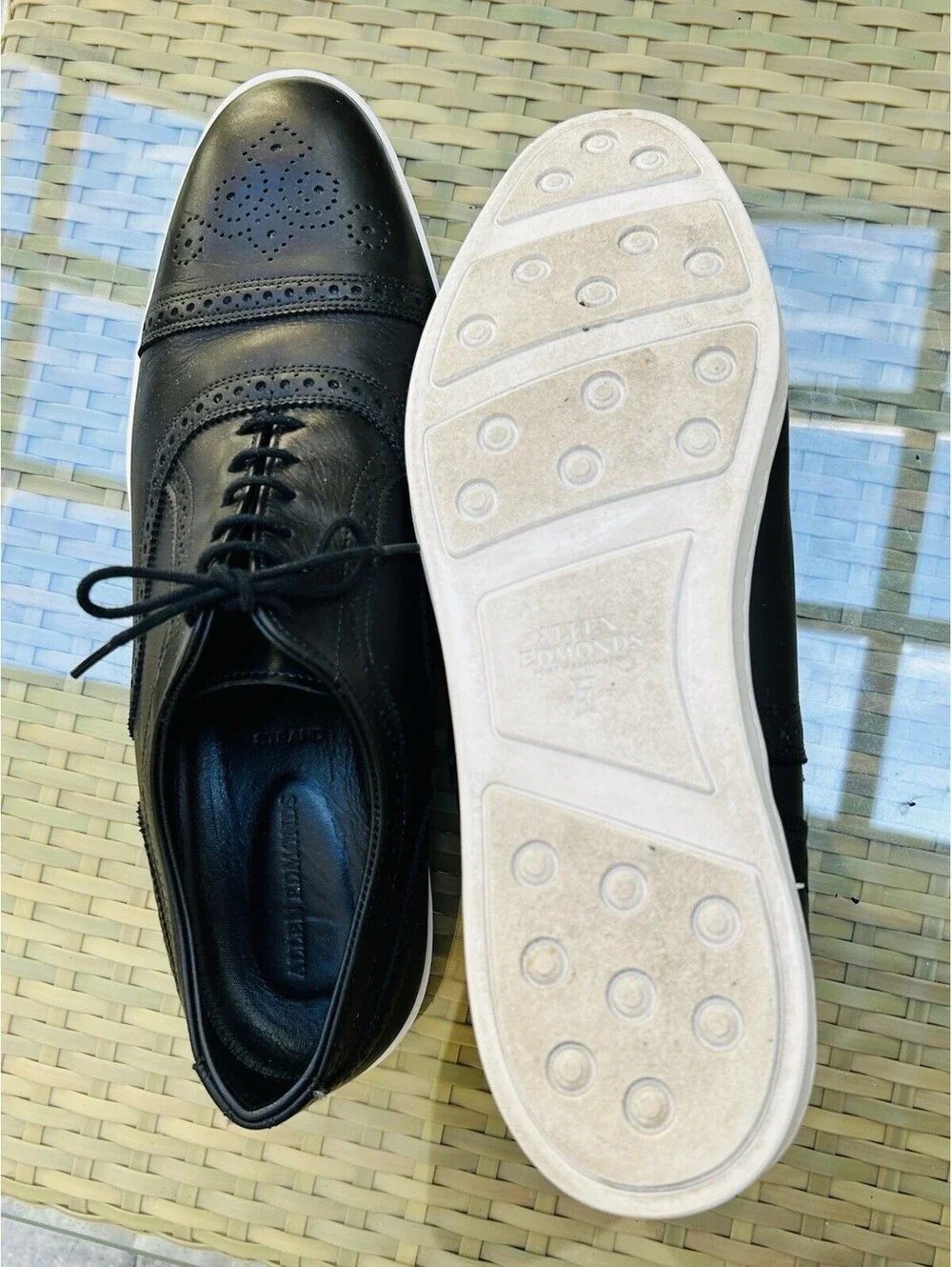 Allen Edmonds Strand Oxford Dress Sneaker Shoe Black Leather Wingtip 13 EEE 3E